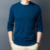 New men's knitted sweater, round-neck base sweater, thin sweater, slimming men's sweater, solid color knitted sweater for men details Picture